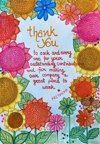 Connect four image creativity - a thank you with flowers