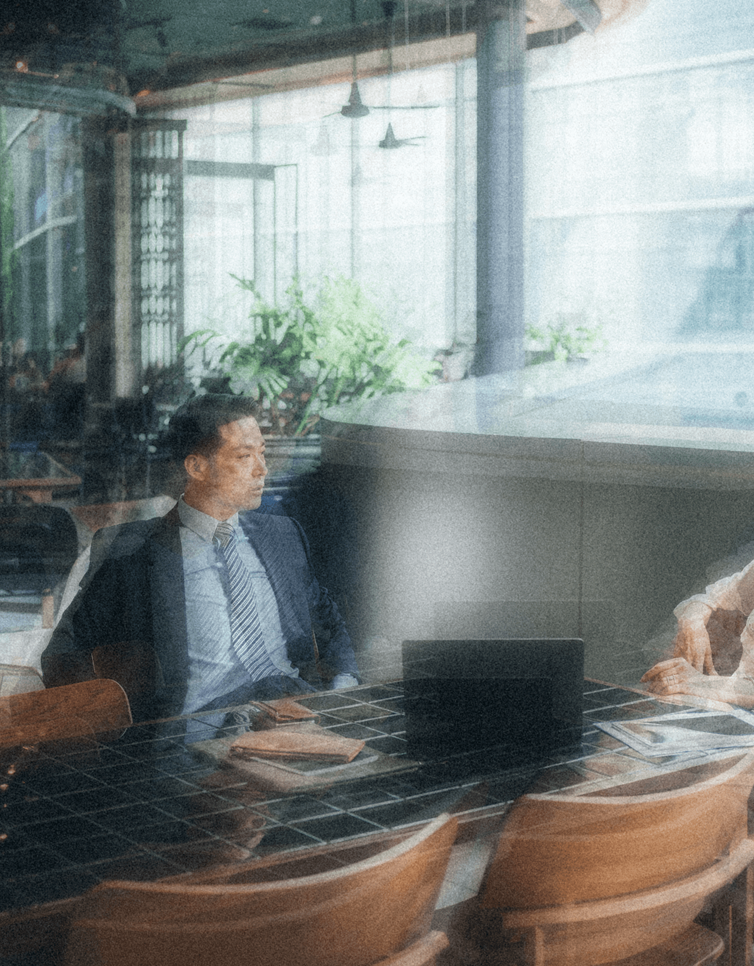 person in meeting